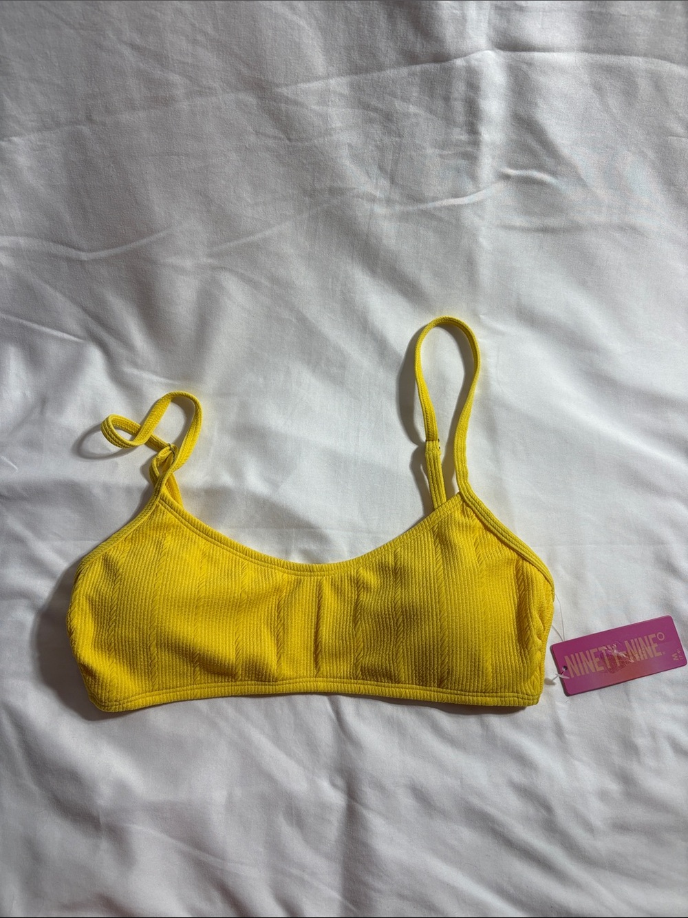 Ninety-nine Sunny Yellow Ribbed Bikini Top